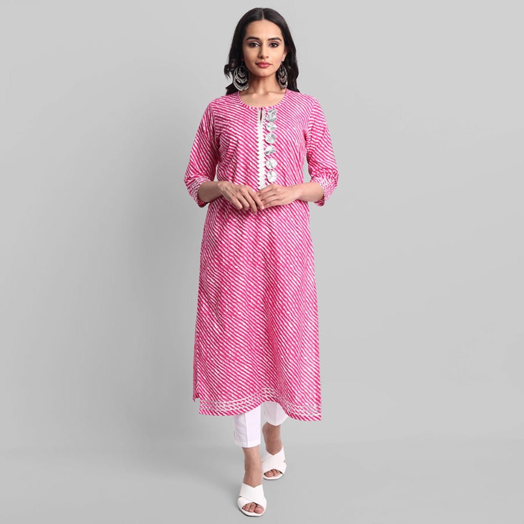 Gray Magenta Rakhiphool Leheriya Kurta