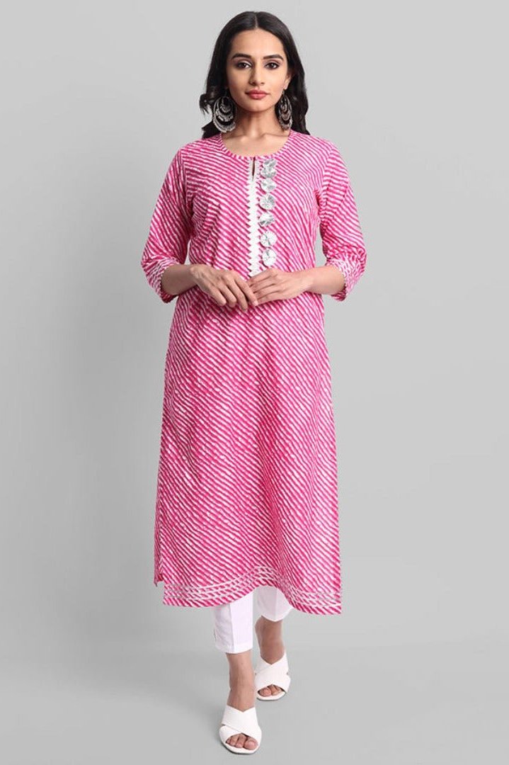 Gray Magenta Rakhiphool Leheriya Kurta