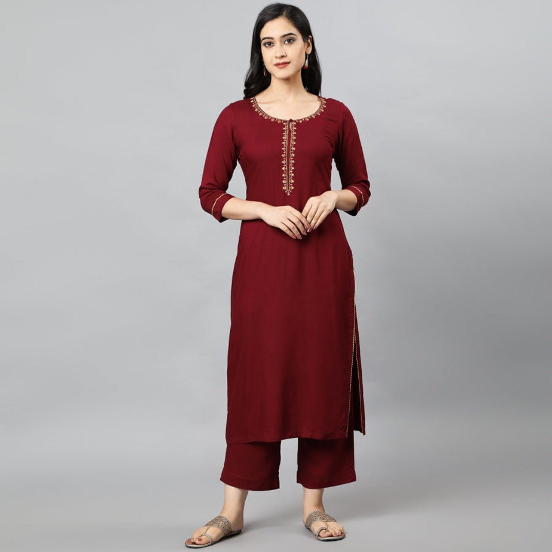 Dark Red Maroon Jehlum Kurta Pants Set