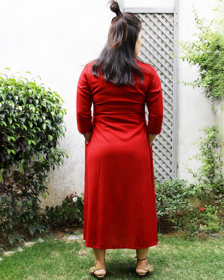 Dark Red Maroon Laila Patchwork Kurta