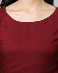 Brown Maroon Rayon Crop-top