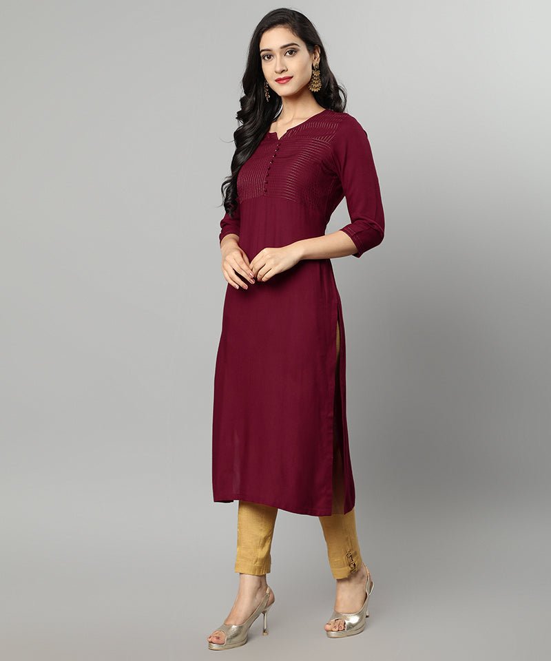 Dark Red Maroon Rayon Sonapani Kurta