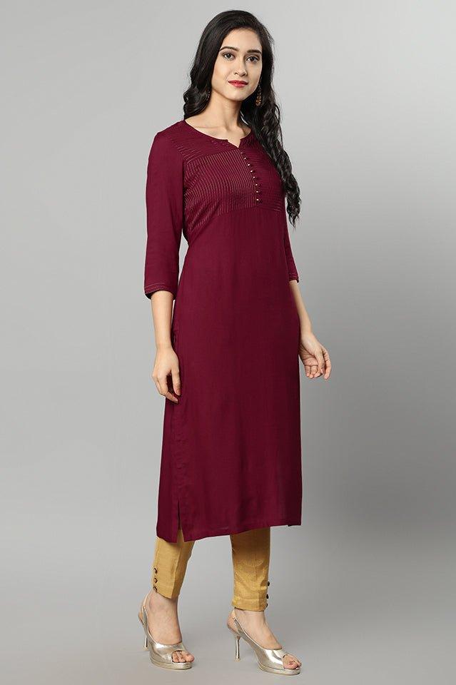 Dark Red Maroon Rayon Sonapani Kurta