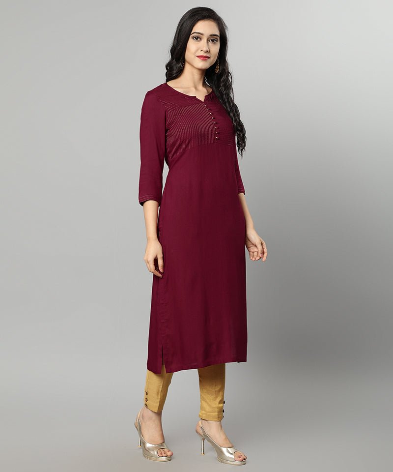 Dark Red Maroon Rayon Sonapani Kurta