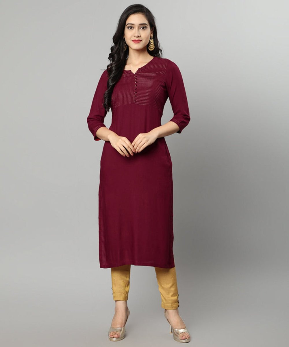 Dark Red Maroon Rayon Sonapani Kurta