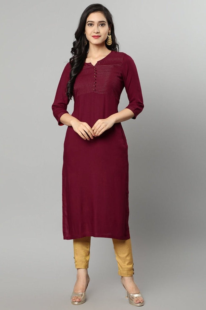 Dark Red Maroon Rayon Sonapani Kurta