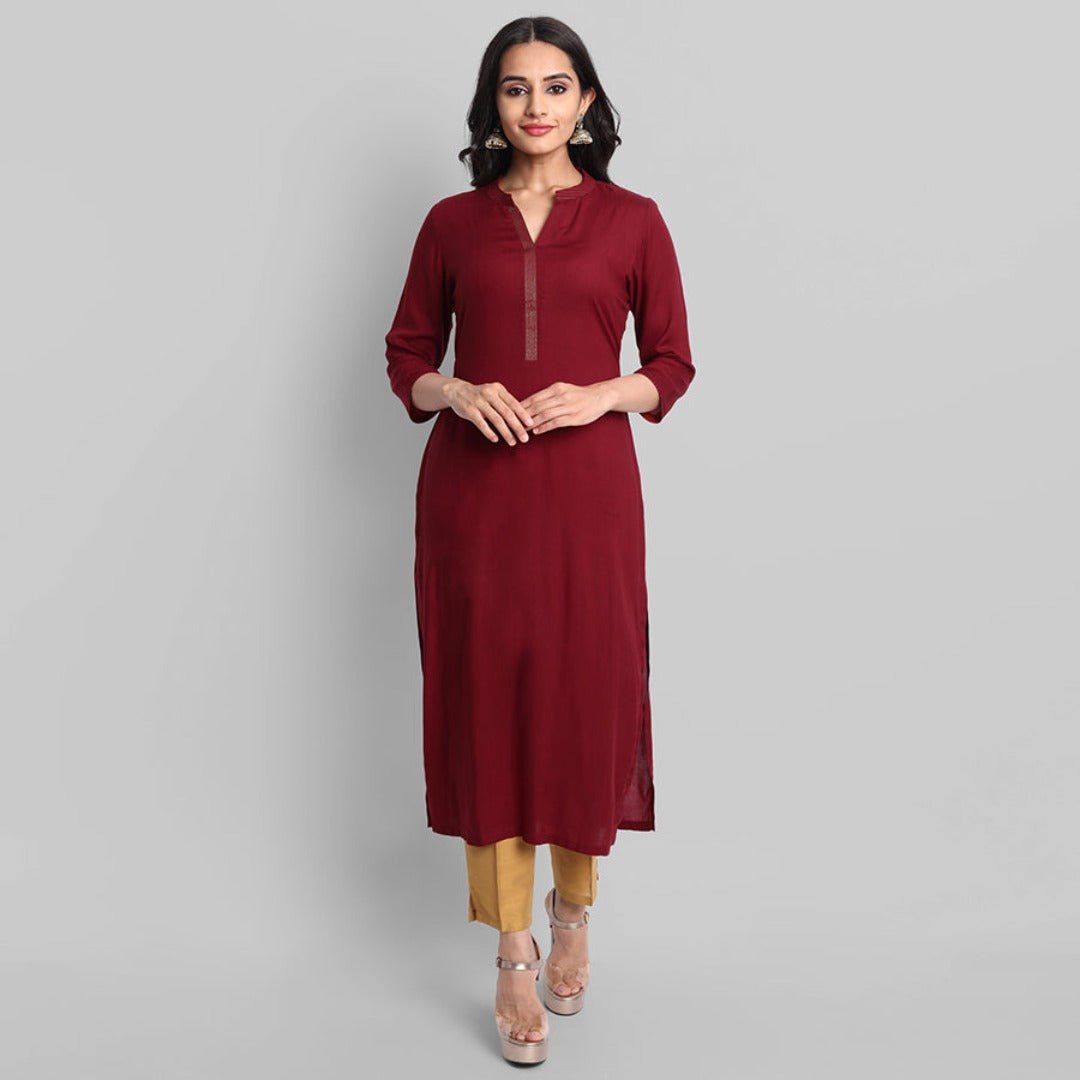 Gray Maroon Rayon Swapna Kurta