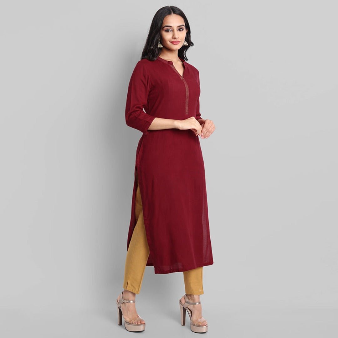 Gray Maroon Rayon Swapna Kurta