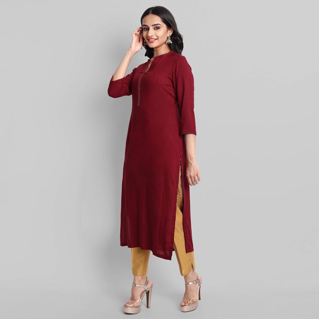 Gray Maroon Rayon Swapna Kurta