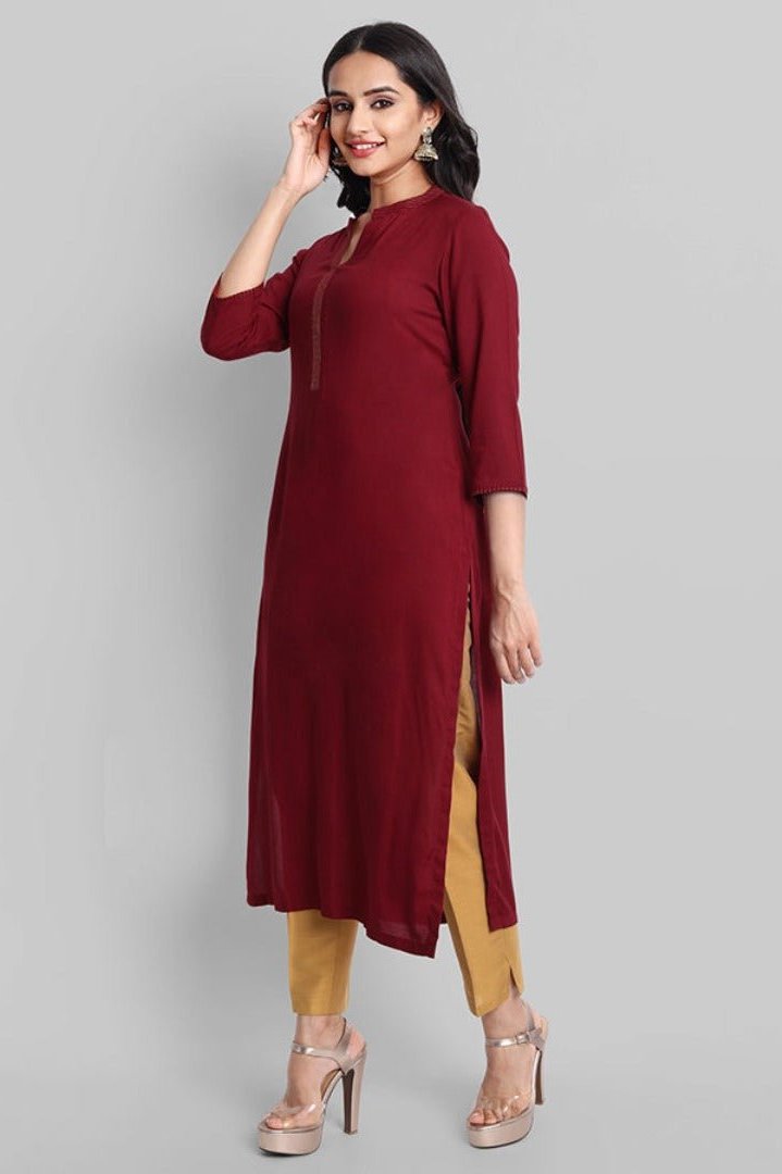 Gray Maroon Rayon Swapna Kurta