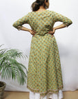 Dark Khaki Mehndi Green Handblocked Kurta