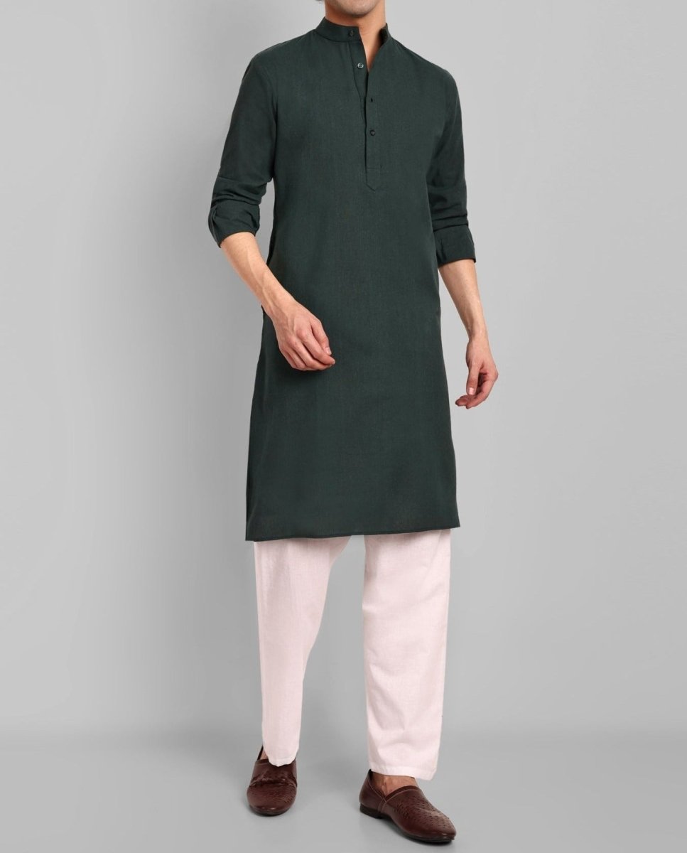 MEN&#39;S BOTTLE GREEN KURTA &amp; PAJAMA SET