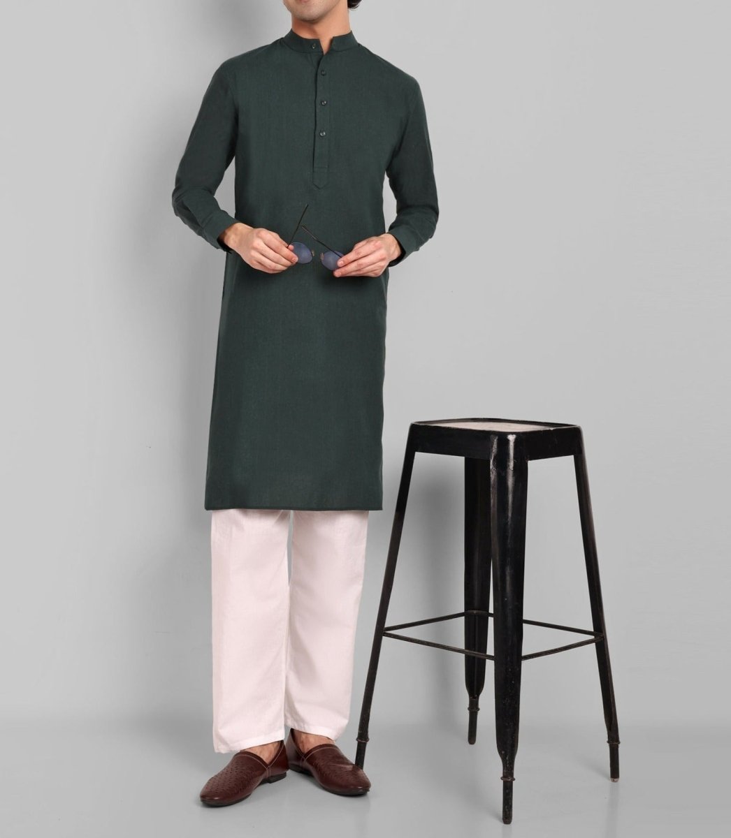 MEN&#39;S BOTTLE GREEN KURTA &amp; PAJAMA SET