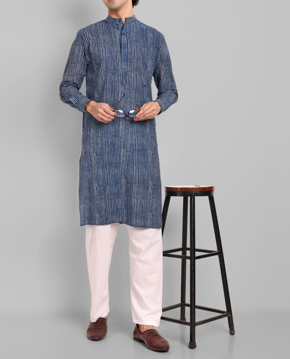 MEN&#39;S INDIGO KURTA PANT SET