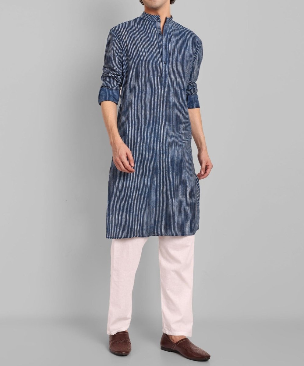 MEN&#39;S INDIGO KURTA PANT SET