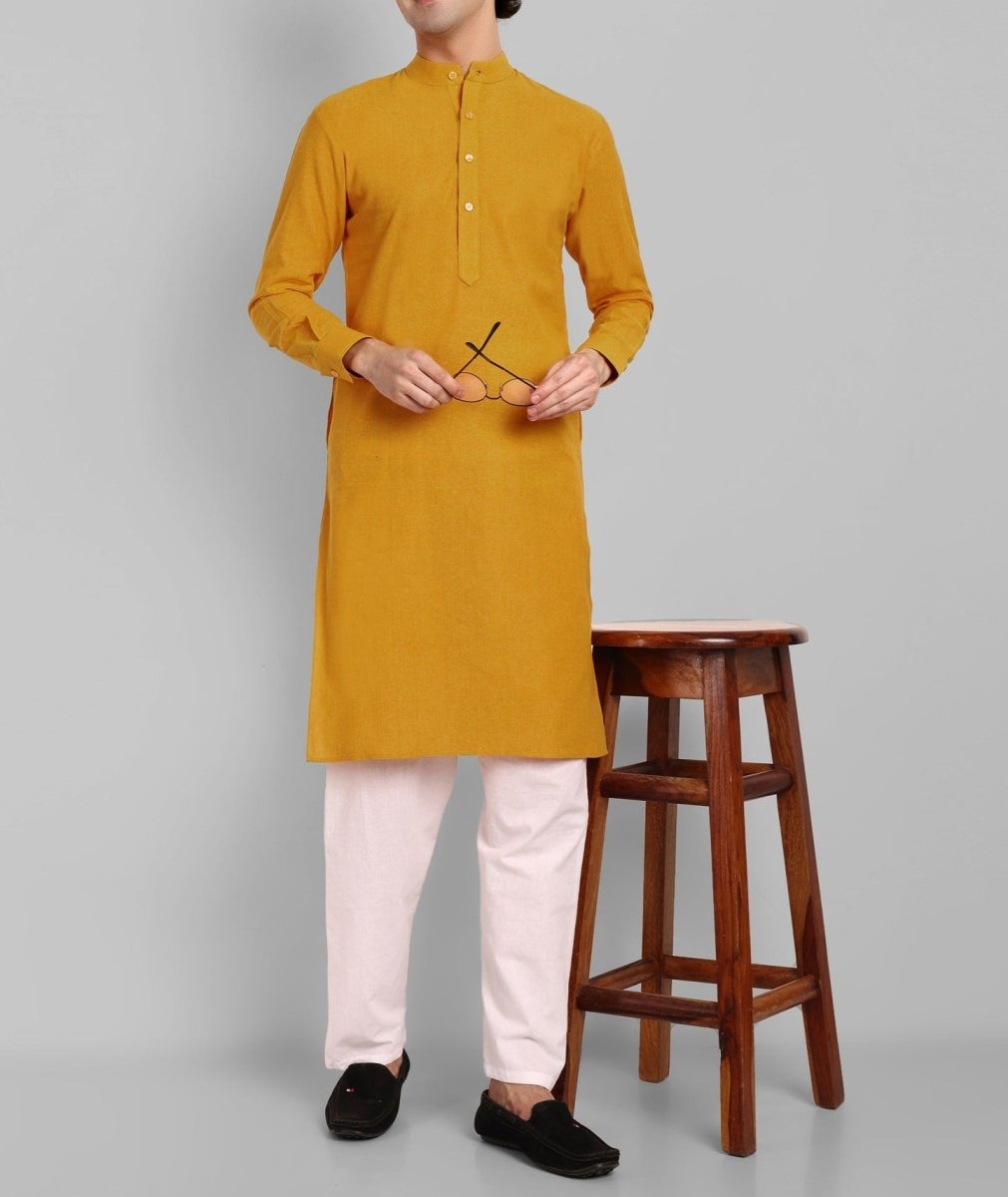 MEN&#39;S MASTARD KURTA PANT SET