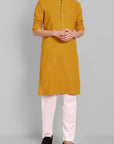 MEN'S MUSTARD KURTA PANT SET