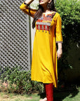 Gold Mustard Laila Patchwork Kurta