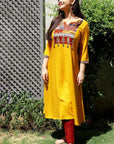 Gold Mustard Laila Patchwork Kurta