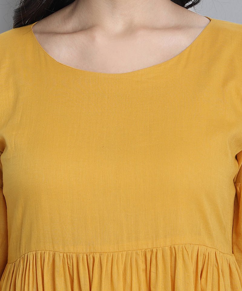 Sandy Brown Mustard Mul Cotton Tunic