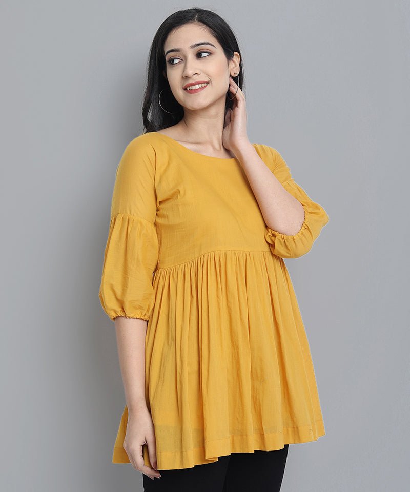 Dark Gray Mustard Mul Cotton Tunic