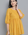 Dark Gray Mustard Mul Cotton Tunic