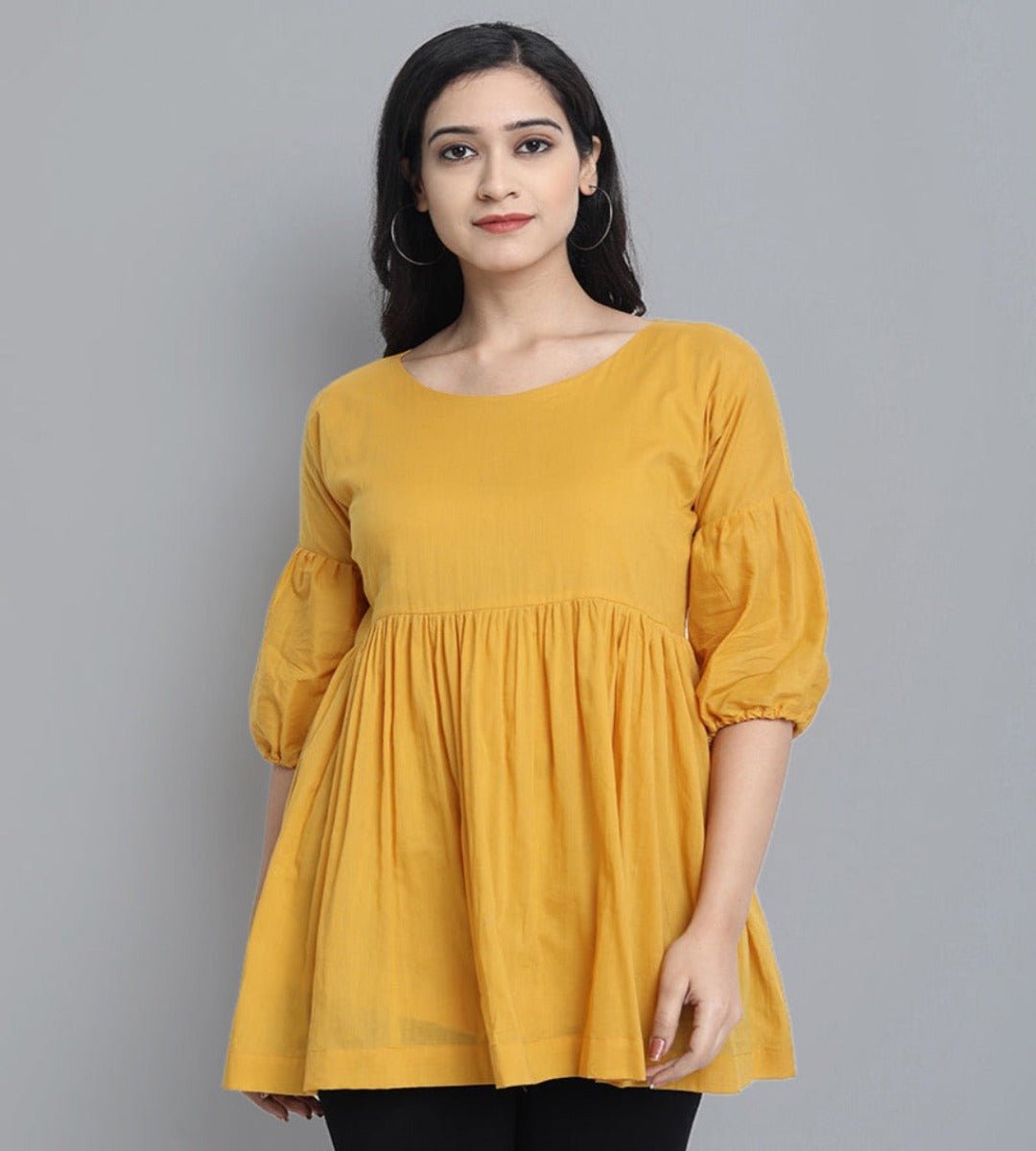 Dark Gray Mustard Mul Cotton Tunic