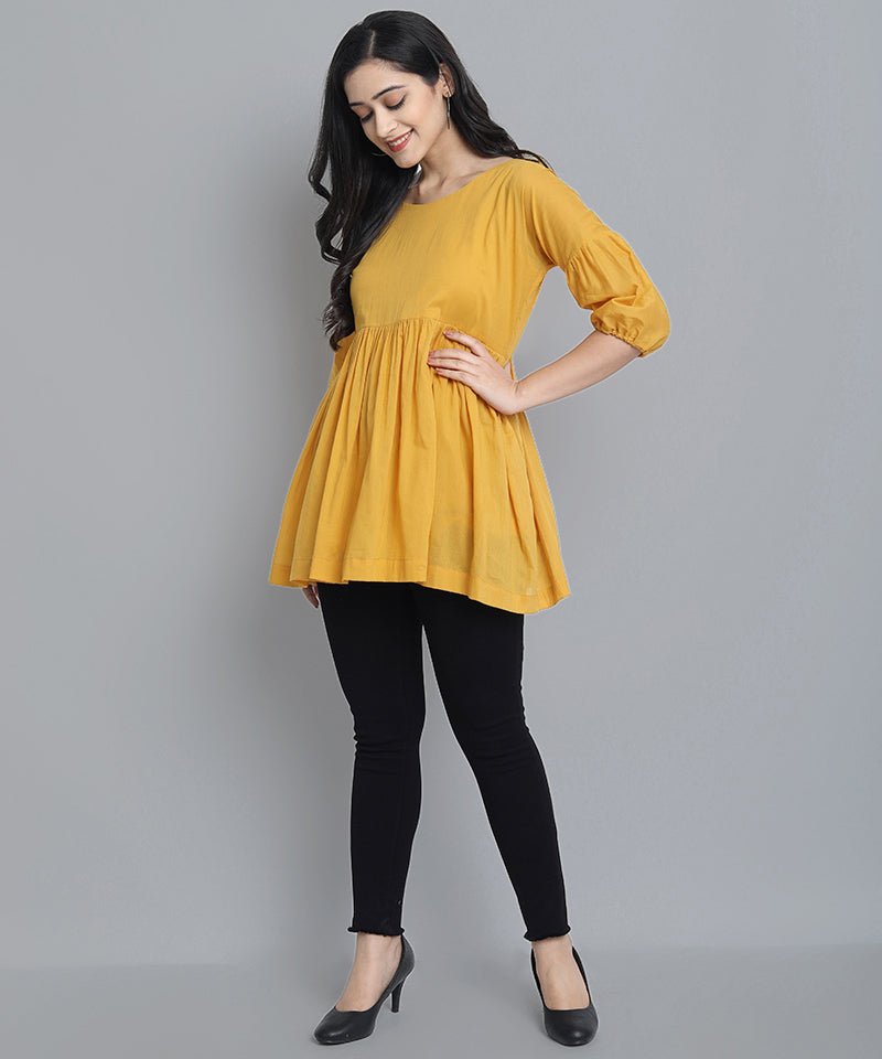 Dark Gray Mustard Mul Cotton Tunic