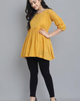 Dark Gray Mustard Mul Cotton Tunic