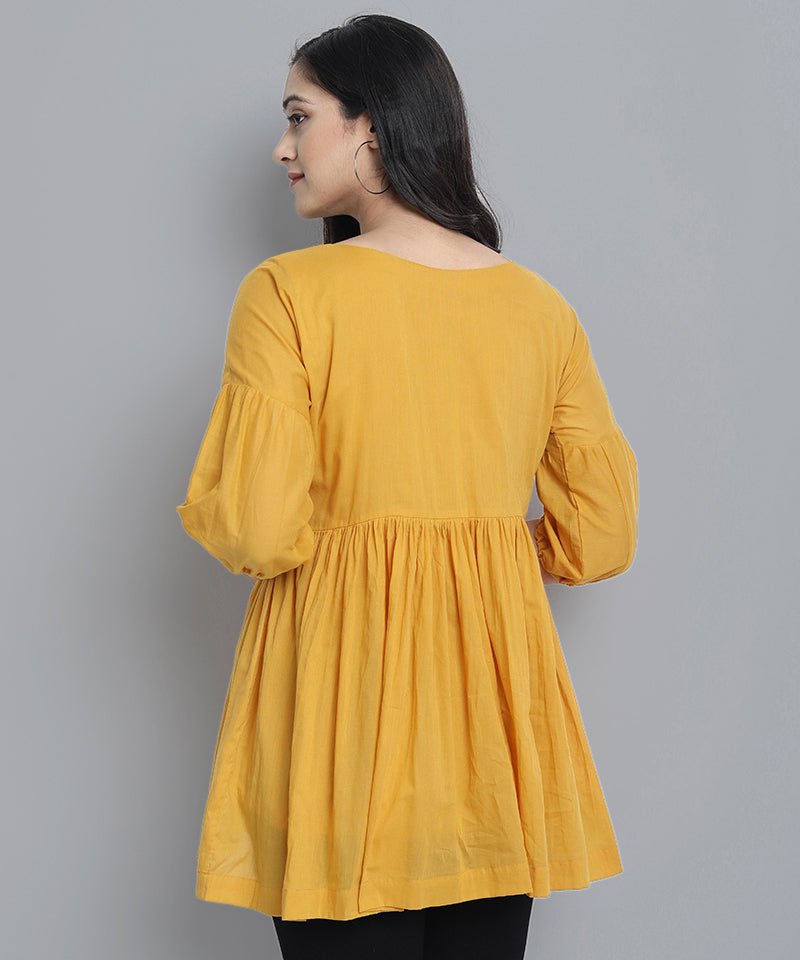 Dark Gray Mustard Mul Cotton Tunic