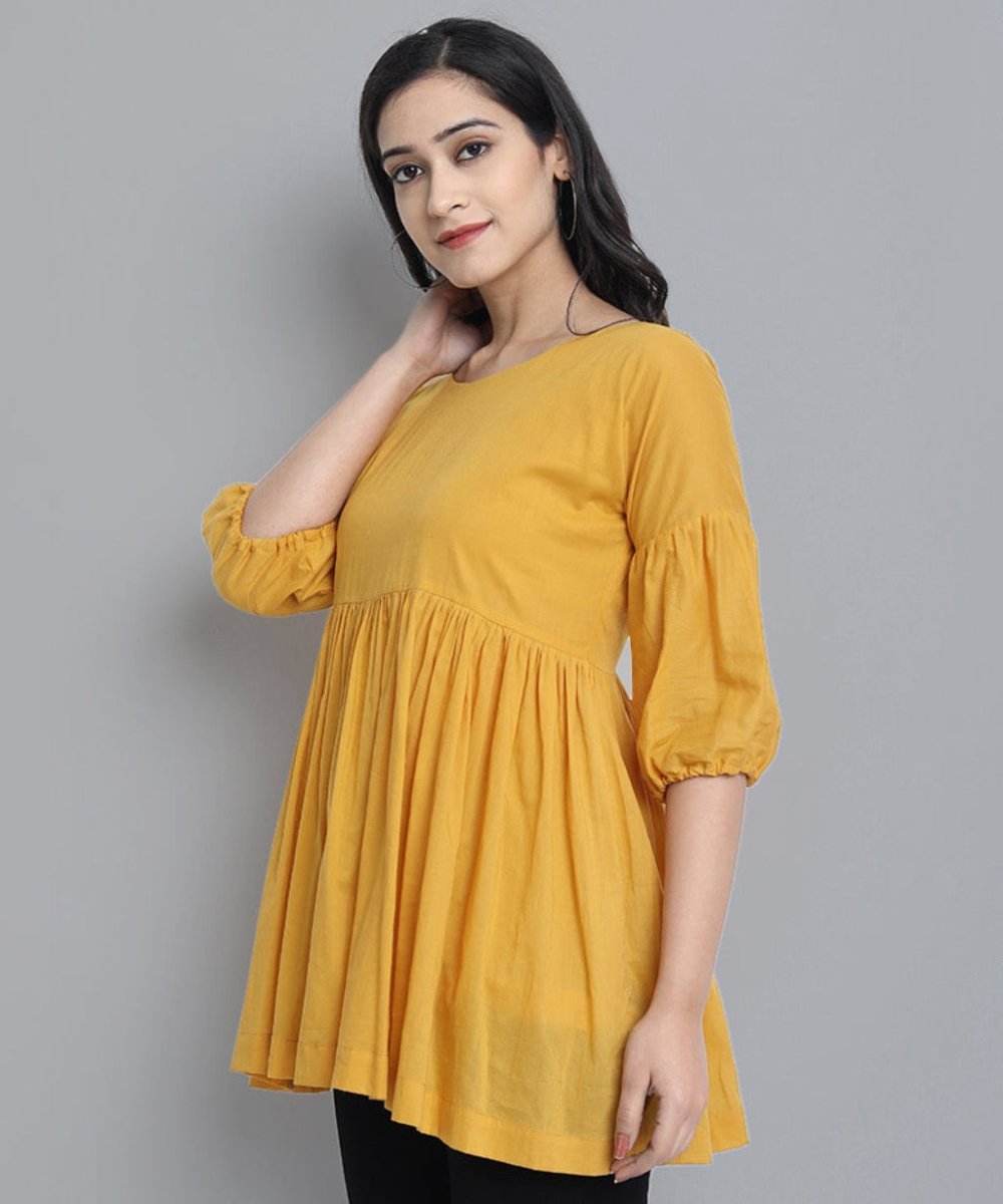 Dark Gray Mustard Mul Cotton Tunic