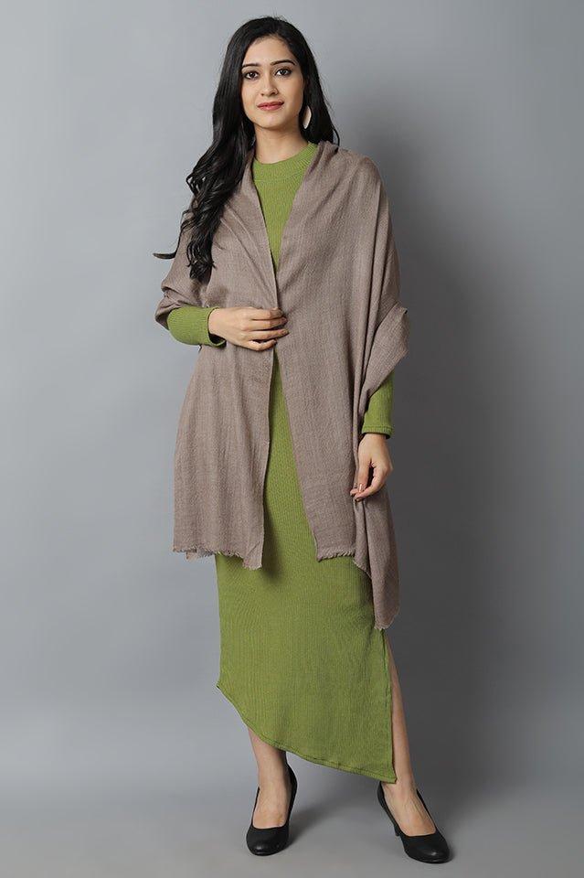 Olive Drab Natural Cashmere-Pashmina Stole