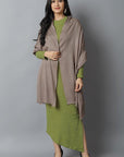 Olive Drab Natural Cashmere-Pashmina Stole