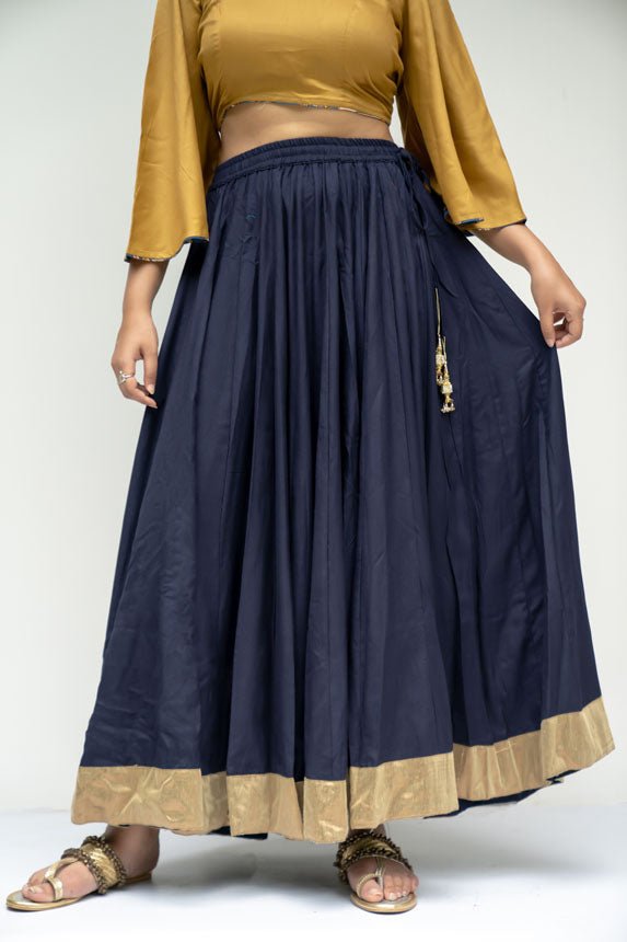 Dark Slate Gray Blue Fifty Kali Golden Border Skirt