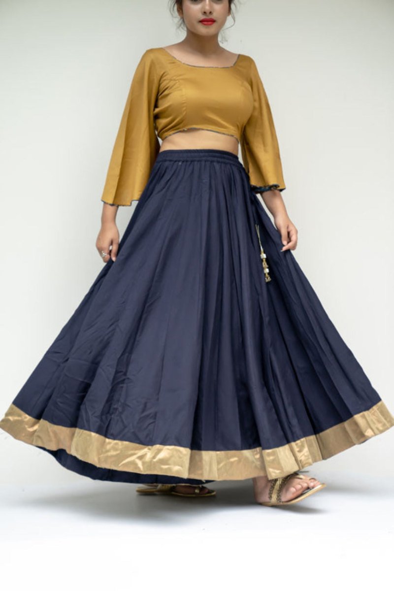 Dark Slate Gray Blue Fifty Kali Golden Border Skirt