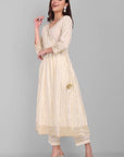 Gray Noor Offwhite Gold Anarkali with Gota detailing - Set of 3