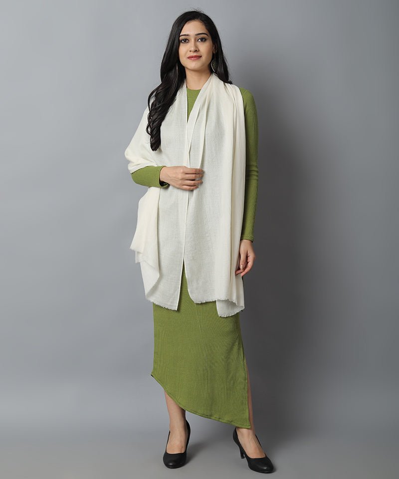 Gray Off White Cashmere-Pashmina Stole