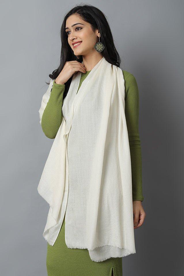 Dark Gray Off White Cashmere-Pashmina Stole