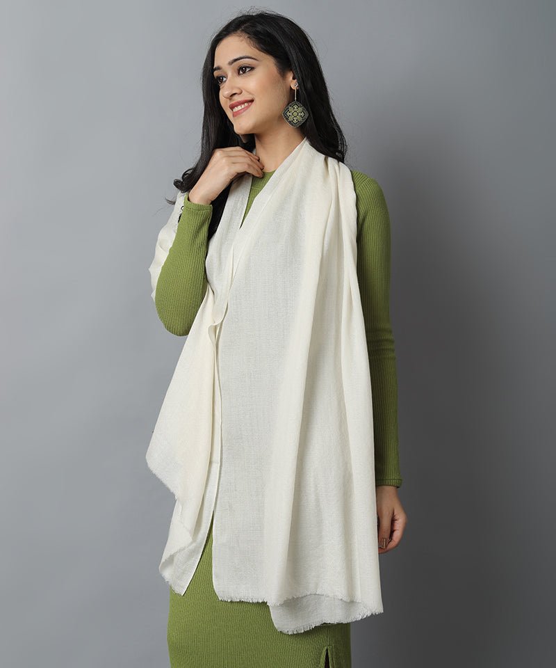 Dark Gray Off White Cashmere-Pashmina Stole