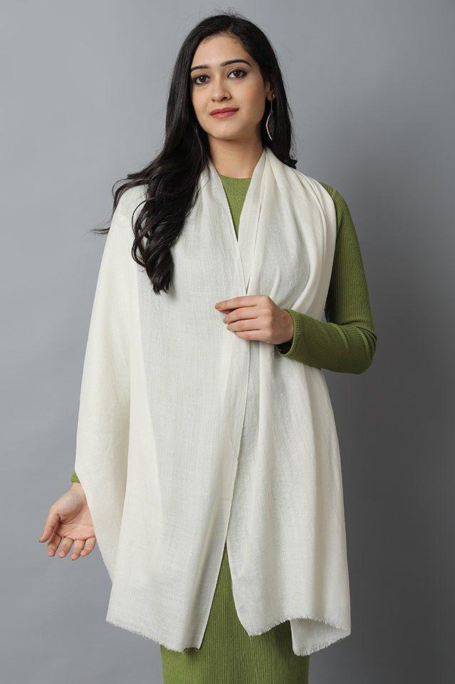 Dark Gray Off White Cashmere-Pashmina Stole