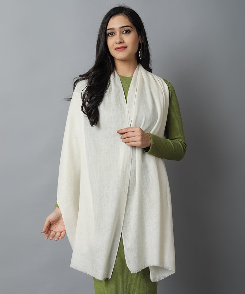 Dark Gray Off White Cashmere-Pashmina Stole