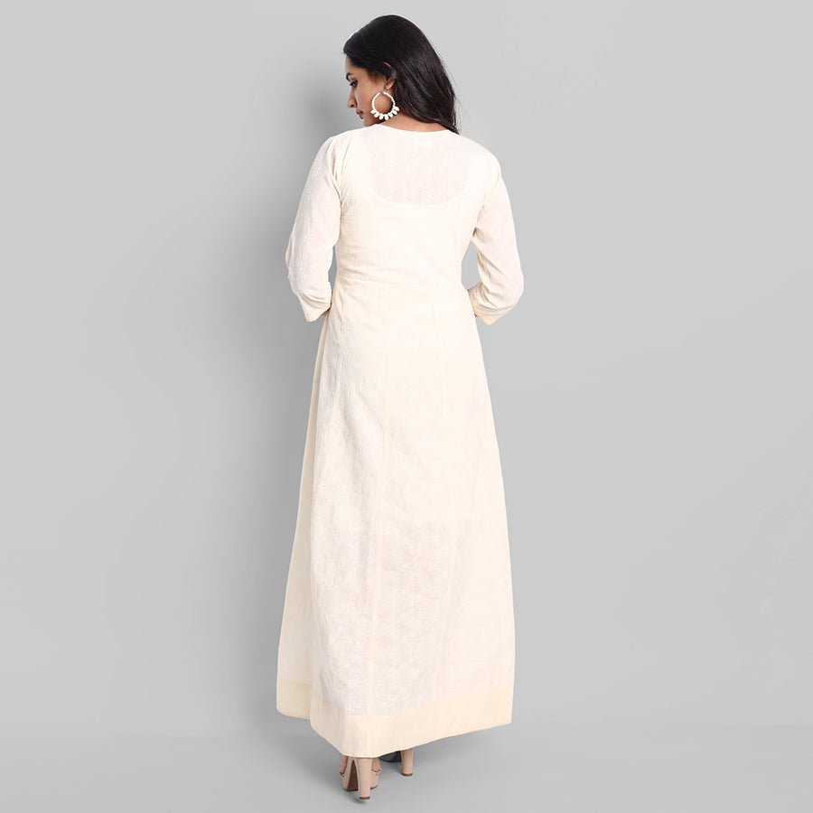 Light Gray Off-white Cotton Chola Kurta