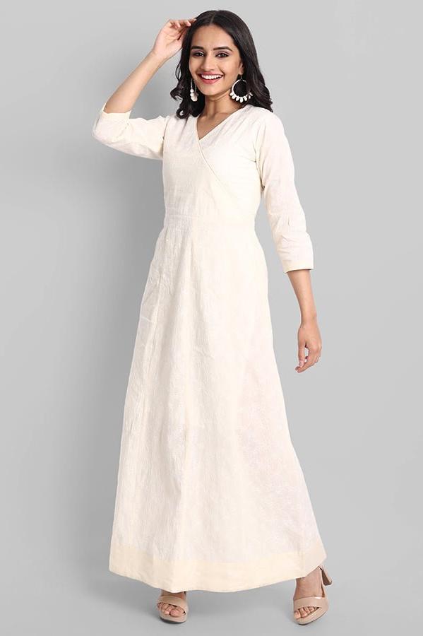 Light Gray Off-white Cotton Chola Kurta