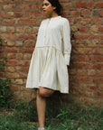 Gray Off White Knee Length Tennis Dress