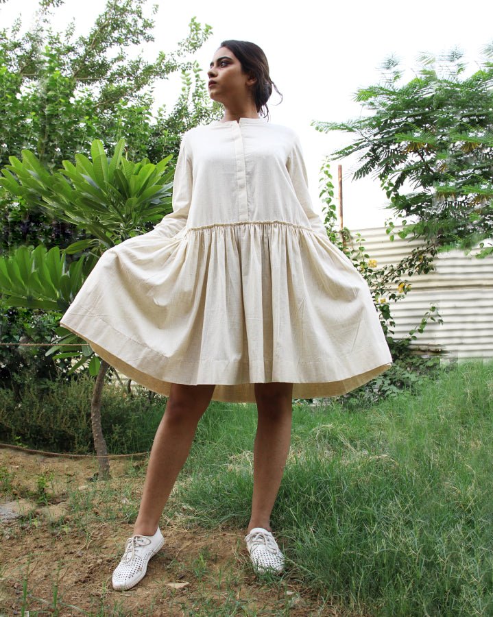 Gray Off White Knee Length Tennis Dress