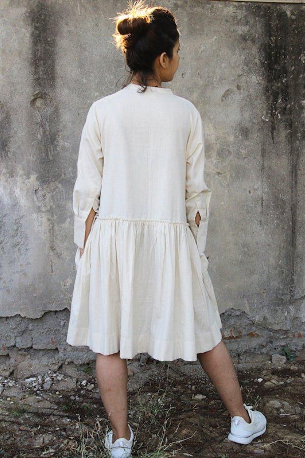 Gray Off White Knee Length Tennis Dress