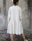 Gray Off White Knee Length Tennis Dress