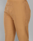 Old Gold Straight Cotton Silk Pant with Pockets