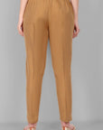 Old Gold Straight Cotton Silk Pant with Pockets