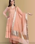 Peach Chanderi Angrakha Graduated Style - Set of 3